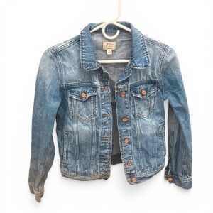 J Crew Light Wash Denim Trucker Jacket XS Copper Buttons Classic Fit 100 cotton